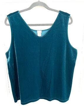 Chico’s Travelers 3P equivalent to XLP Teal Velvet Tank Top V-Neckline